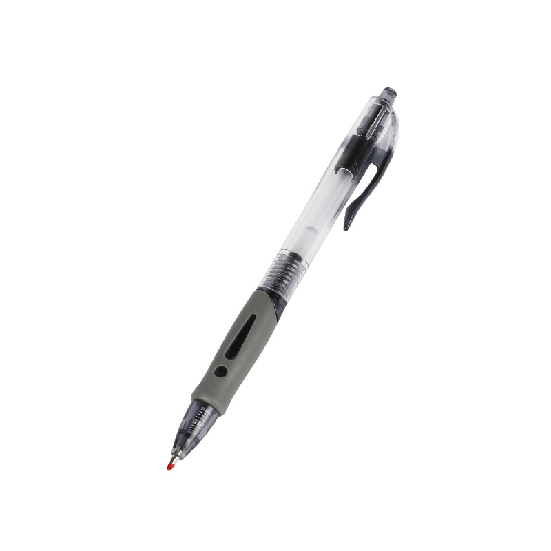 Gray Push Soft Grip Learning Office Ballpoint Pen